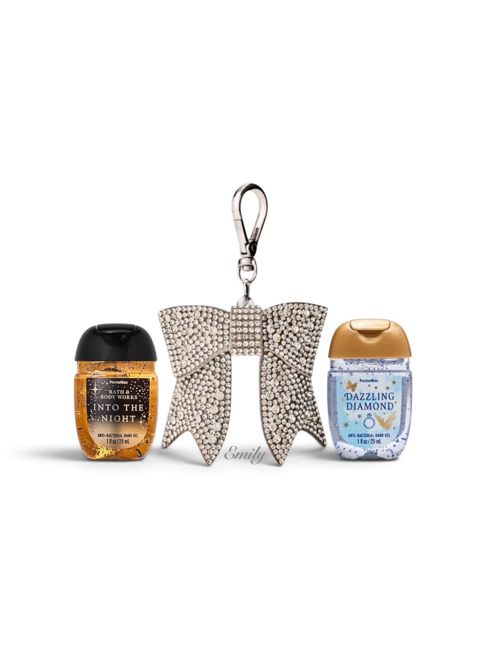 RHINESTONE BOW Pocketbac Hand Sanitizer Holder Set